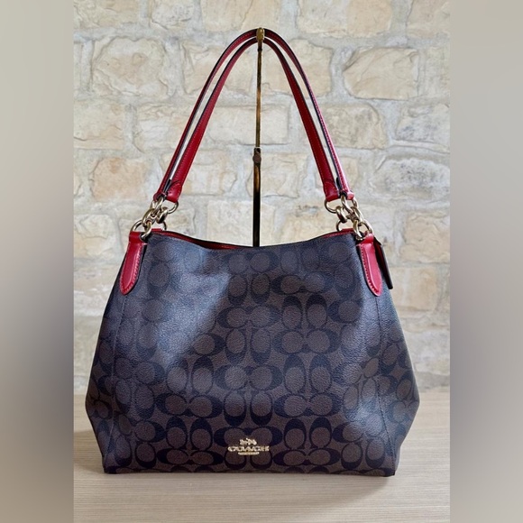 Coach Handbags - Coach Hallie In Signature Canvas Shoulder Bag!